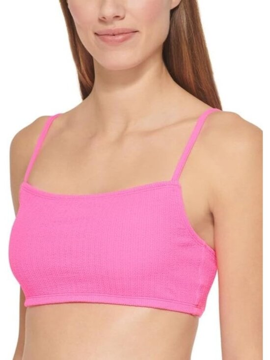 DKNY Other - DKNY Textured Bralette Bikini Top Neon Pink ( L )